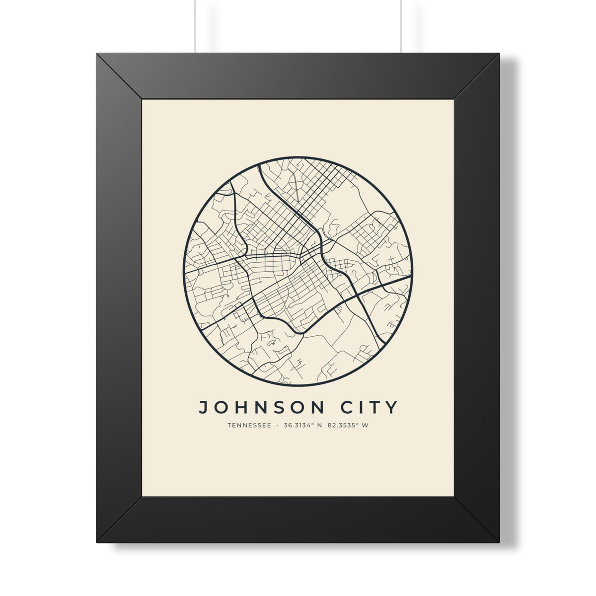 Johnson City Street Map Framed Print
