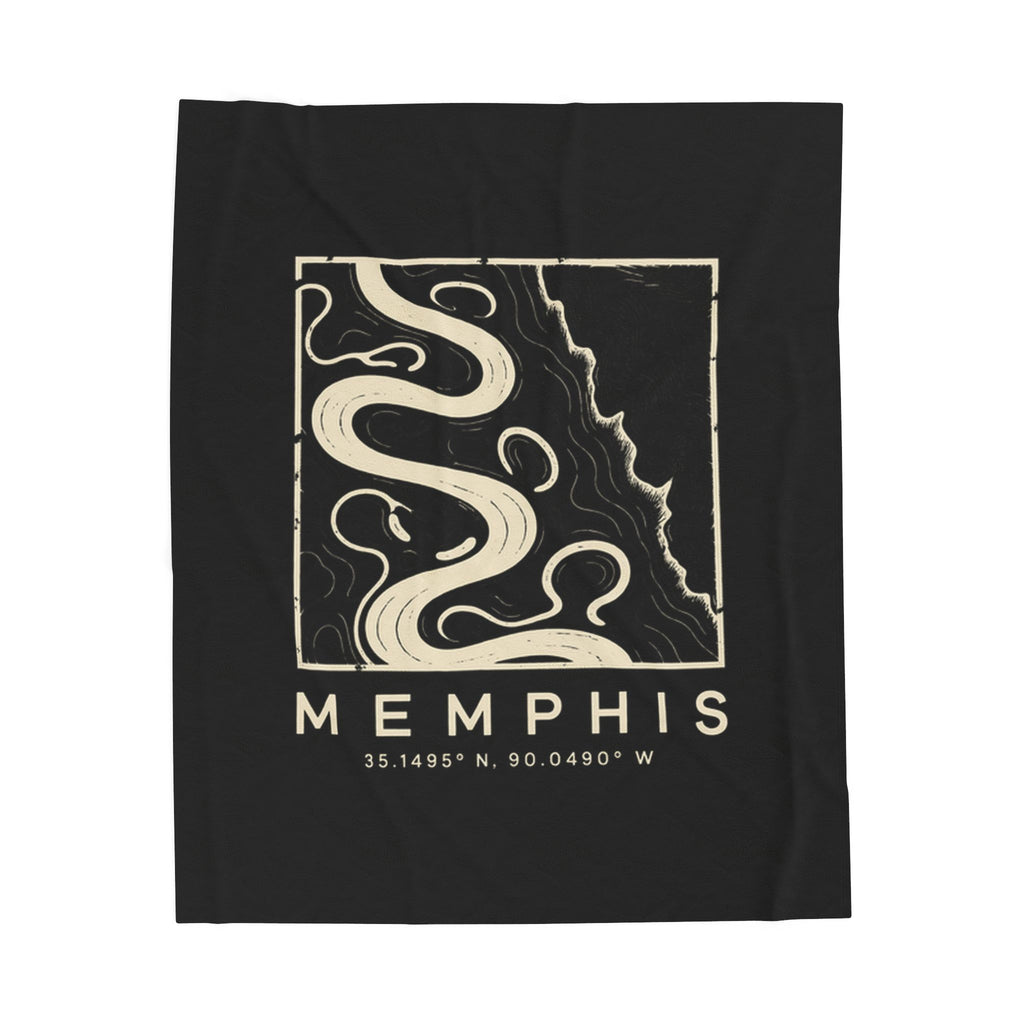 Memphis Topo Map Blanket (Black)