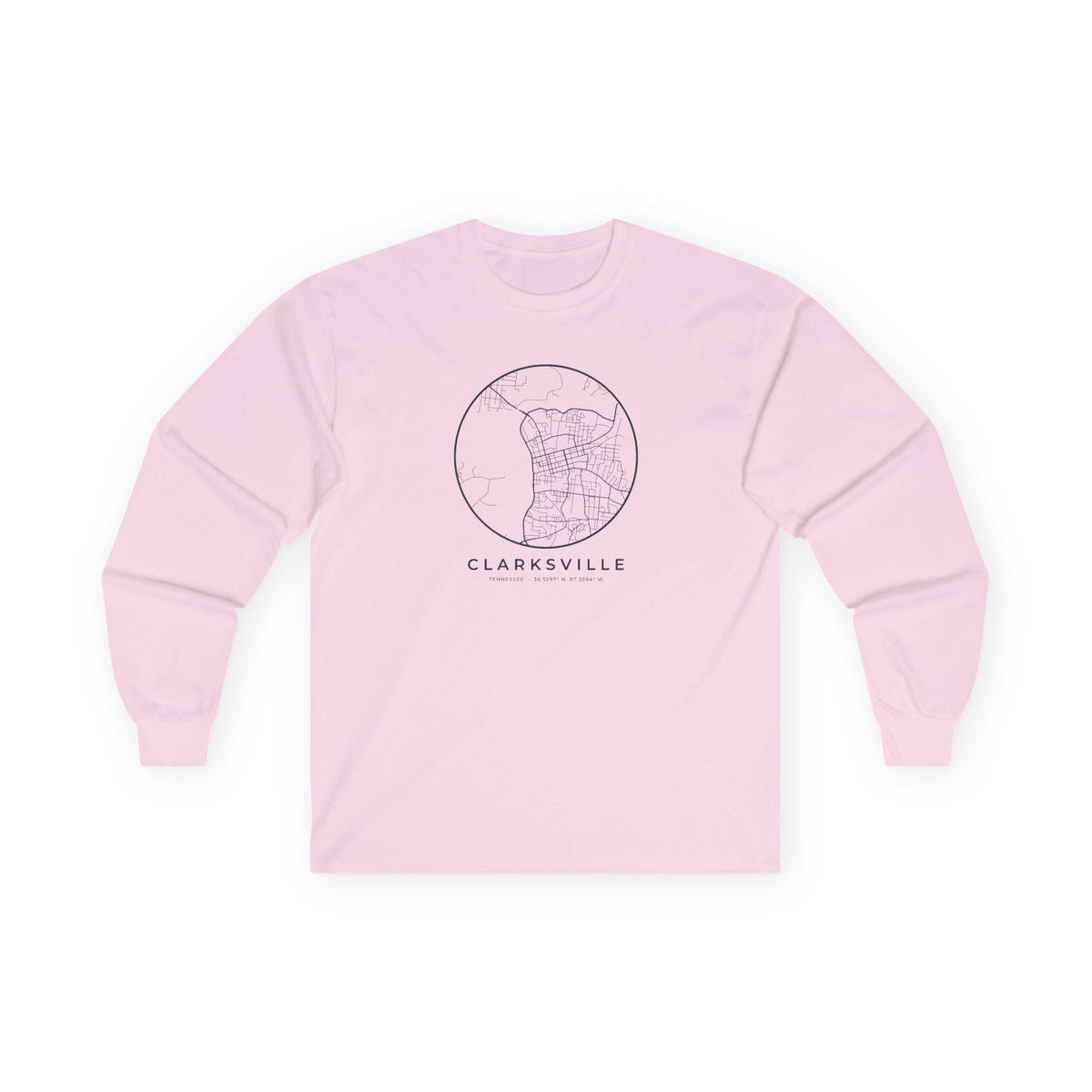 Clarksville Street Map Long Sleeve T-Shirt