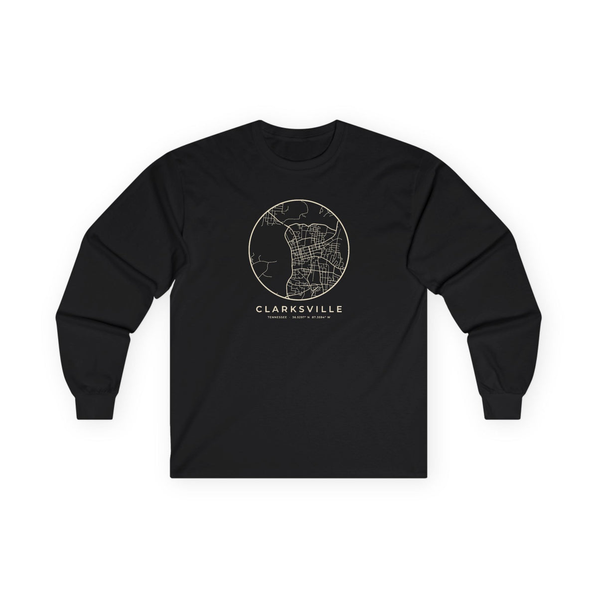 Clarksville Street Map Long Sleeve T-Shirt