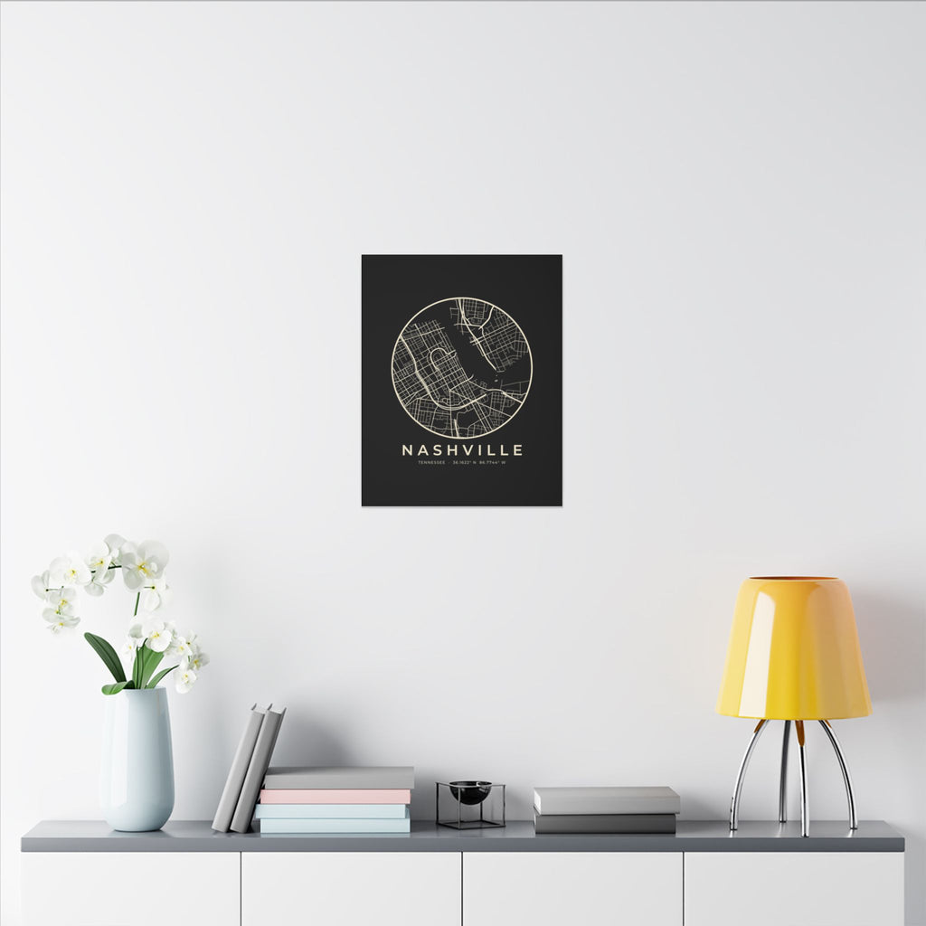 Nashville Street Map Canvas Print (Black)