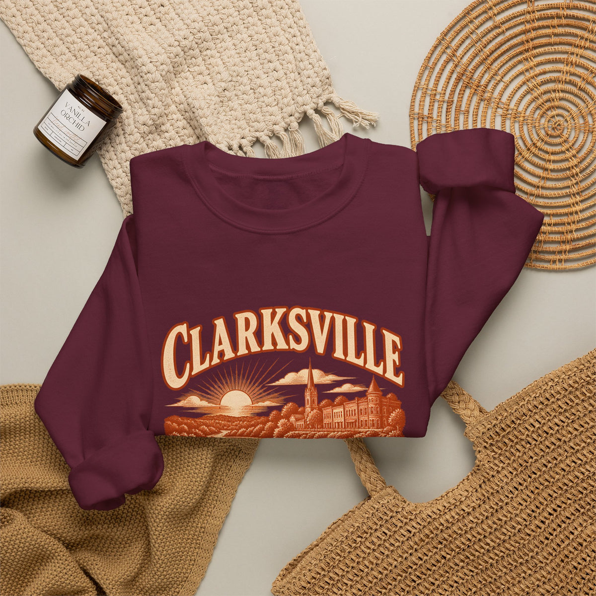Clarksville Engraved Valley Crewneck Sweatshirt