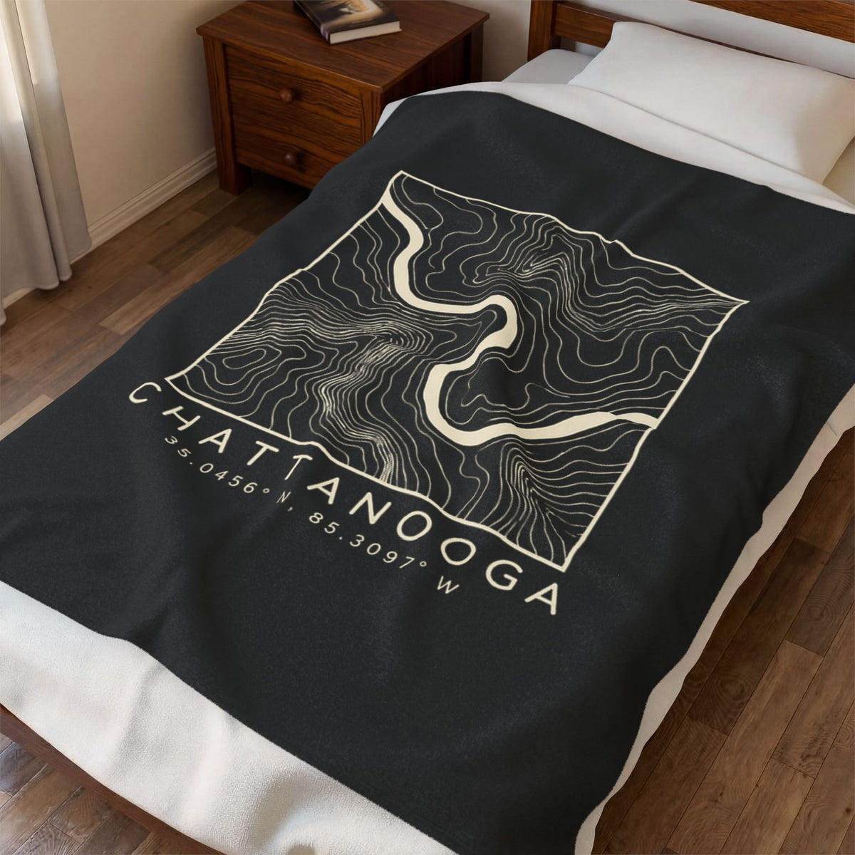 Chattanooga Topo Map Blanket (Black)