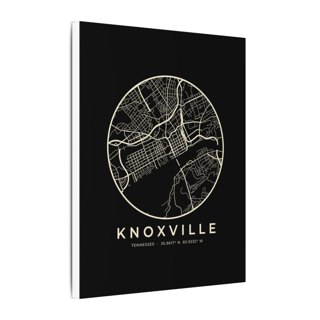 Knoxville Street Map Canvas Print (Black)