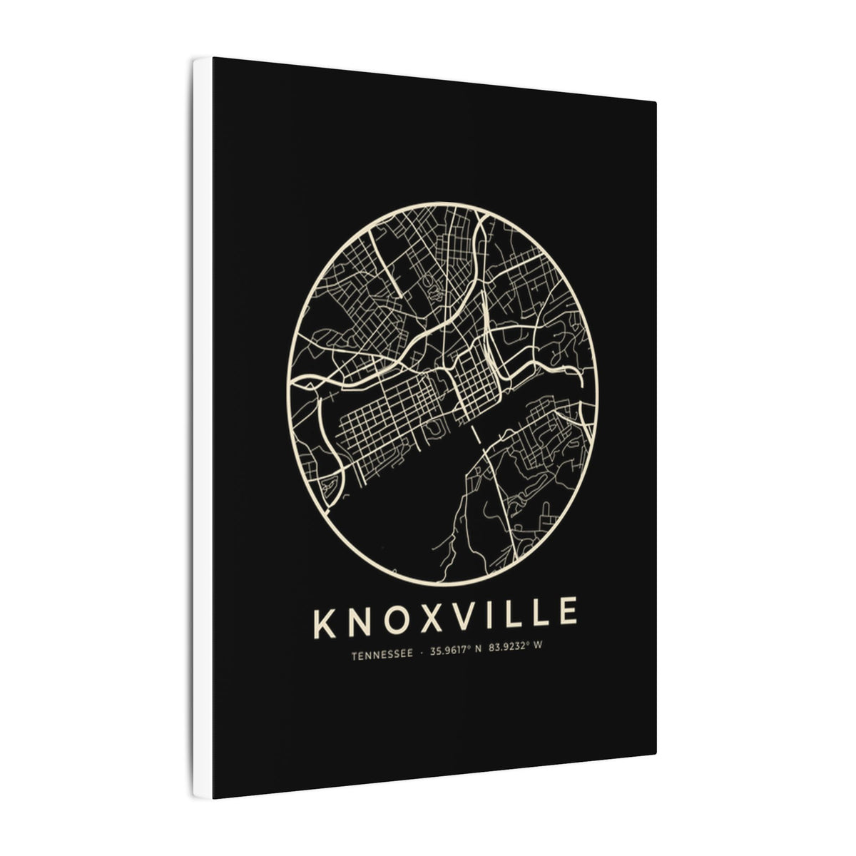 Knoxville Street Map Canvas Print (Black)