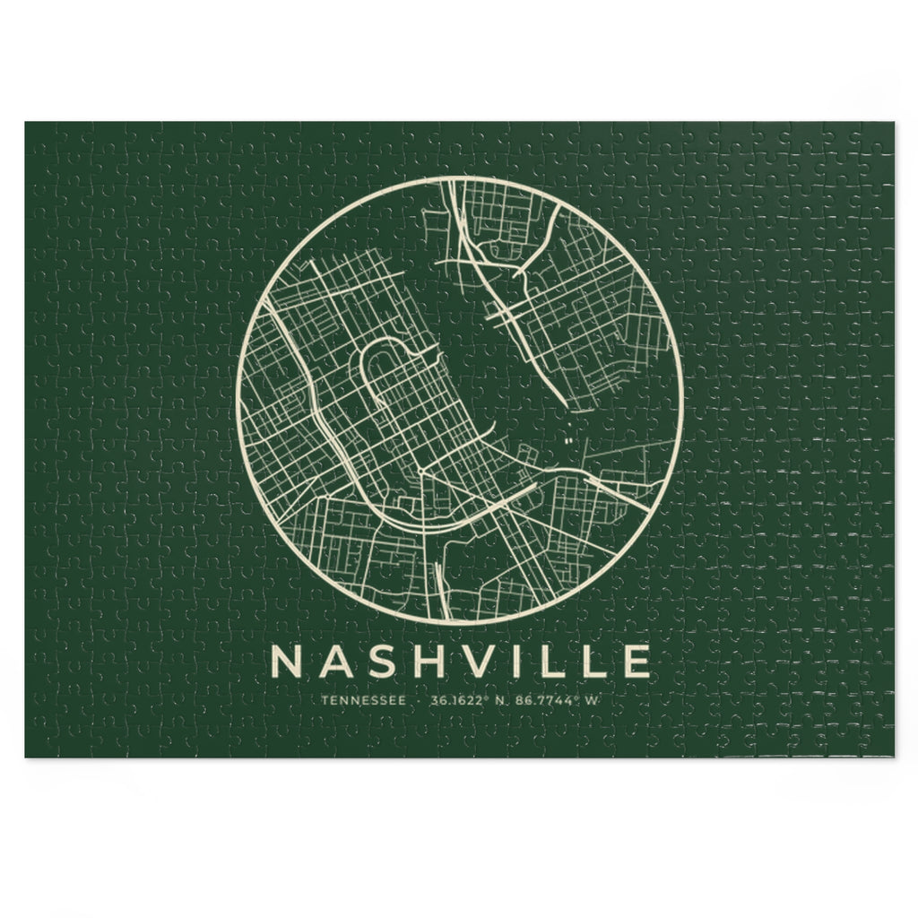 Nashville Street Map Puzzle (Forest Green)