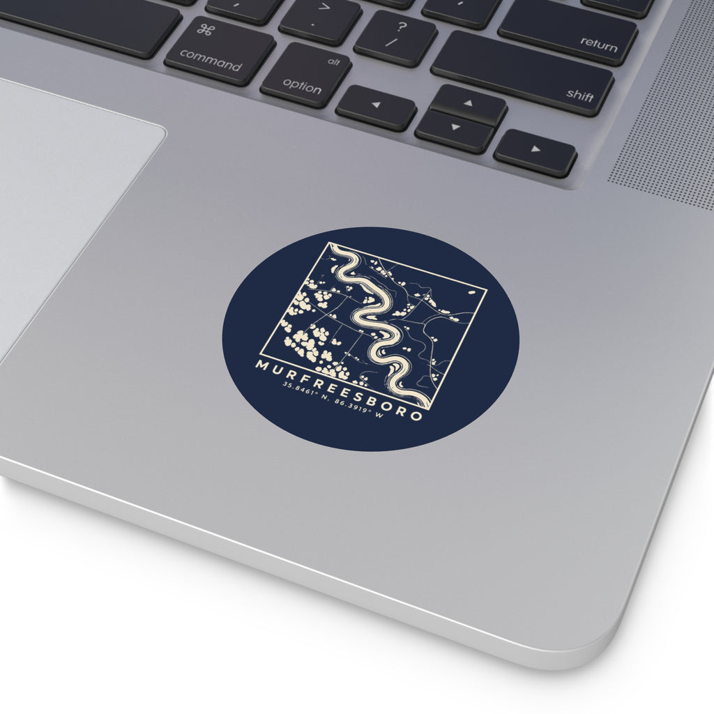 Murfreesboro Topo Map Sticker (Navy)