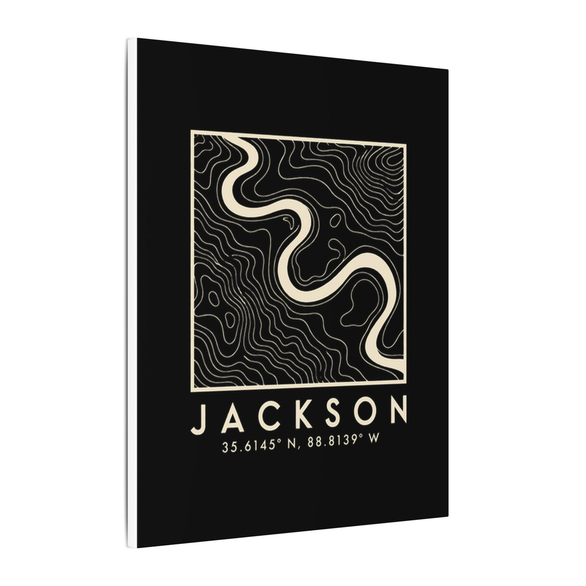 Jackson Topo Map Canvas Print (Black)