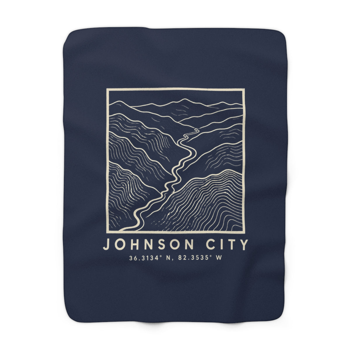 Johnson City Topo Map Sherpa Blanket (Navy)