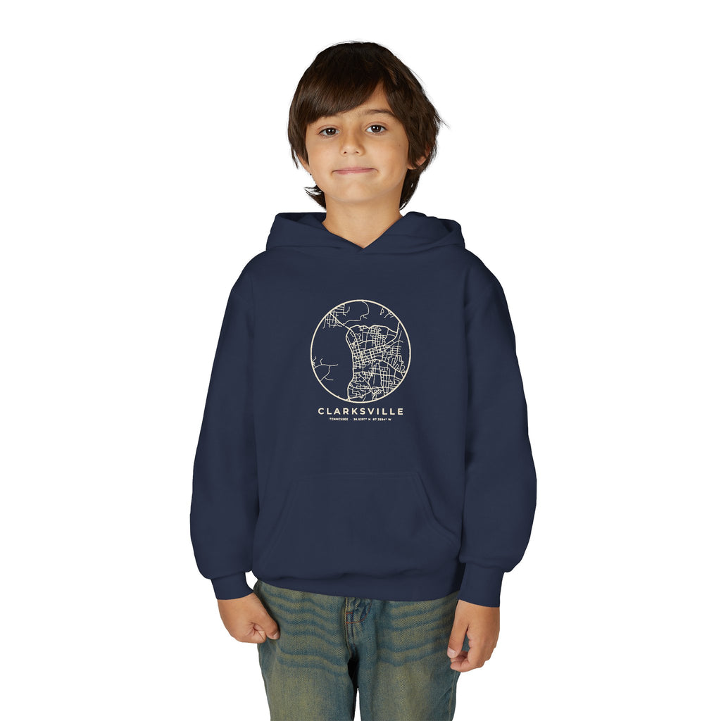 Clarksville Street Map Kids Hoodie