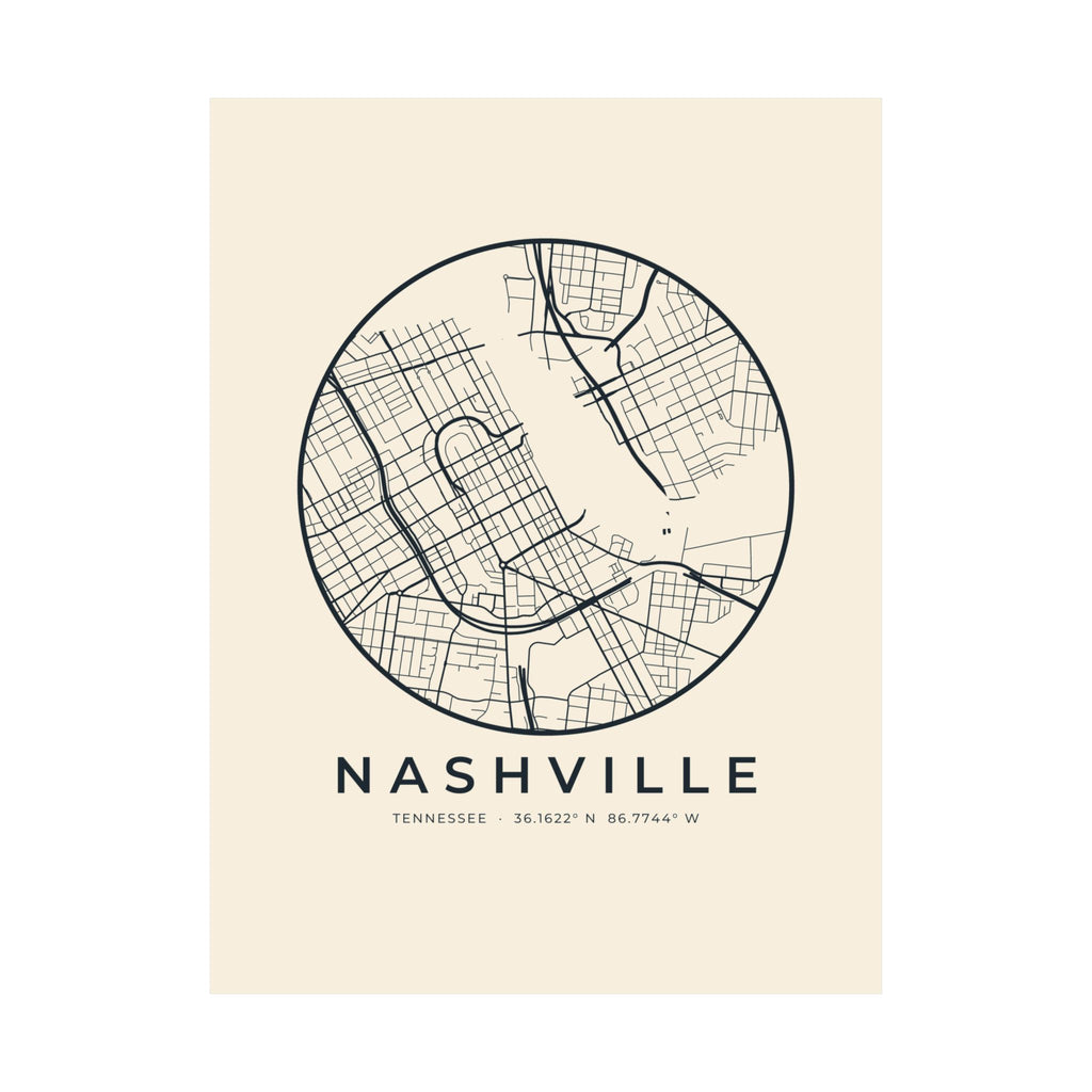 Nashville Street Map Poster