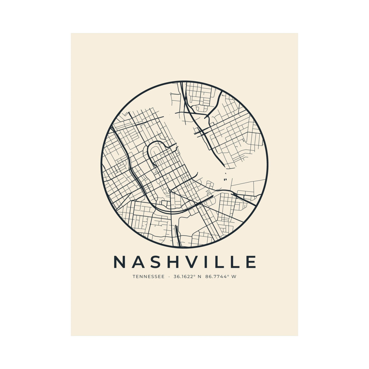 Nashville Street Map Poster