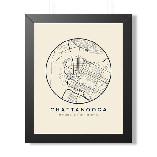 Chattanooga Street Map Framed Print