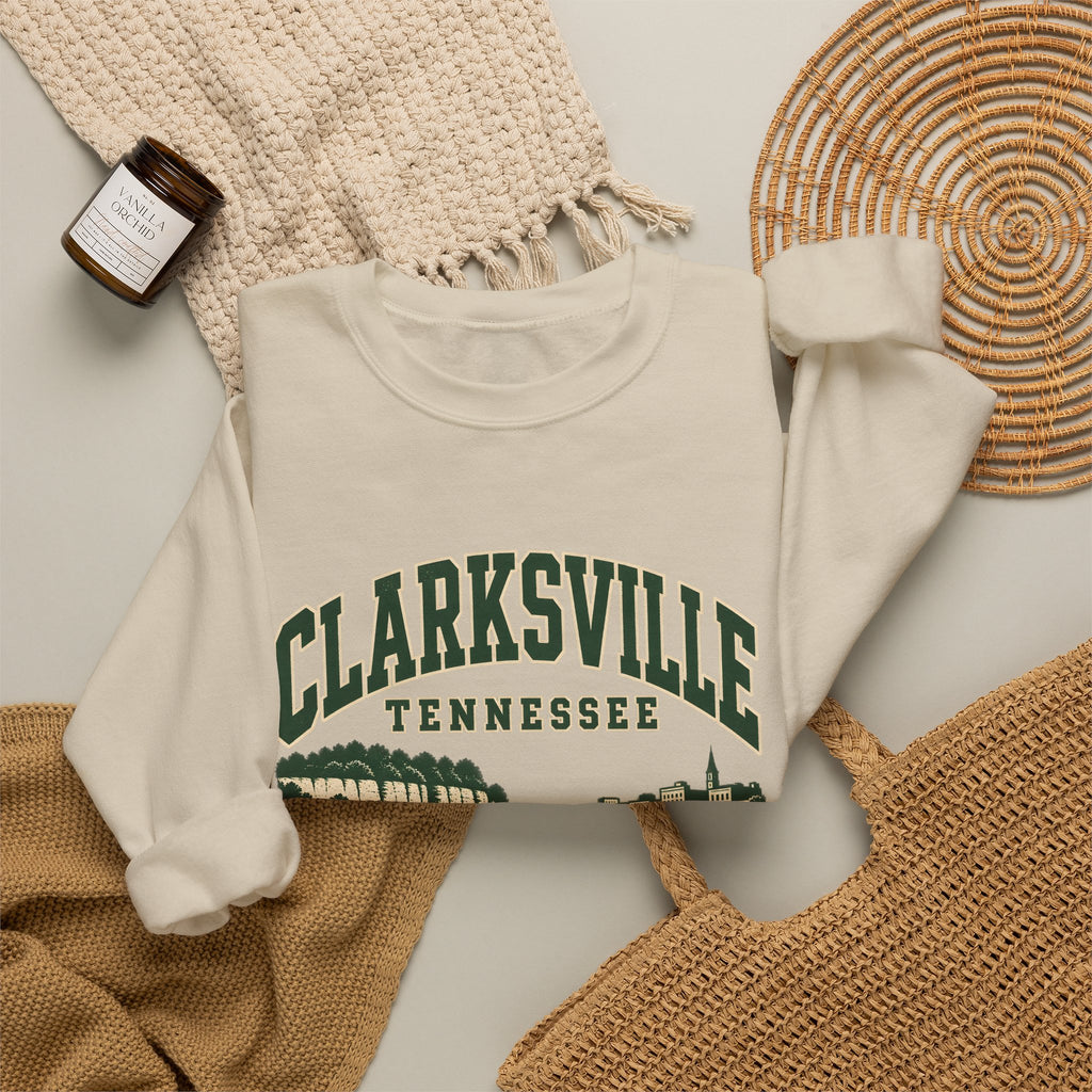 Clarksville Vintage Varsity Crewneck Sweatshirt