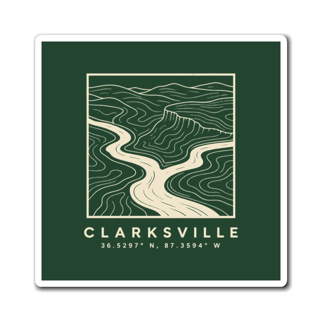 Clarksville Topo Map Magnet (Forest Green)