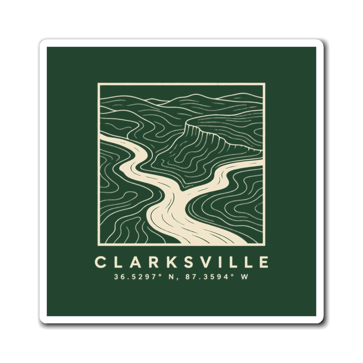 Clarksville Topo Map Magnet (Forest Green)