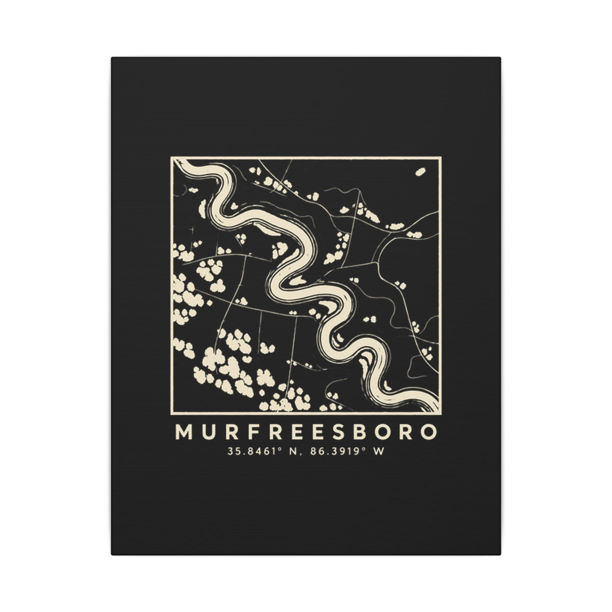 Murfreesboro Topo Map Canvas Print (Black)