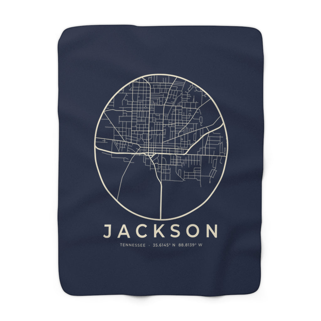Jackson Street Map Sherpa Blanket (Navy)