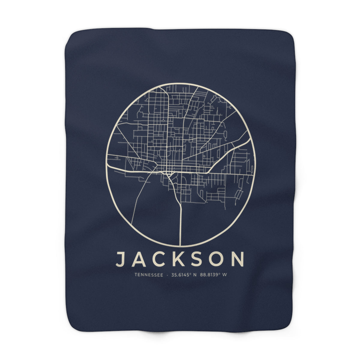 Jackson Street Map Sherpa Blanket (Navy)