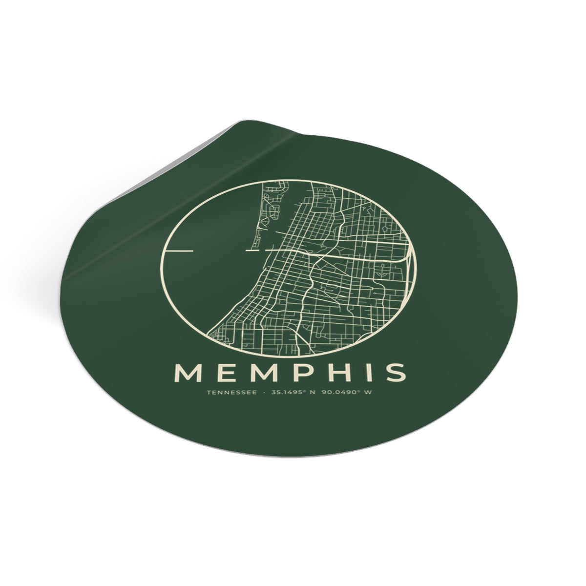 Memphis Street Map Sticker (Forest Green)