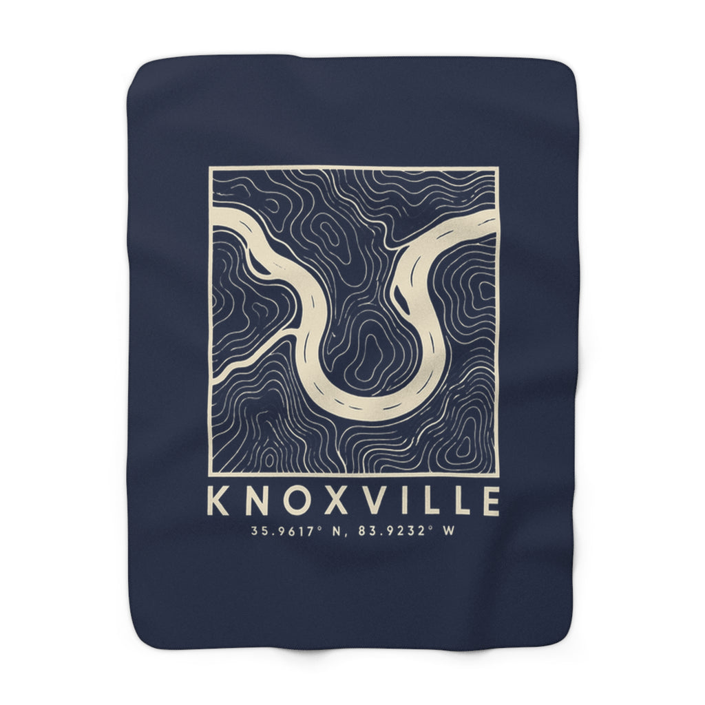 Knoxville Topo Map Sherpa Blanket (Navy)