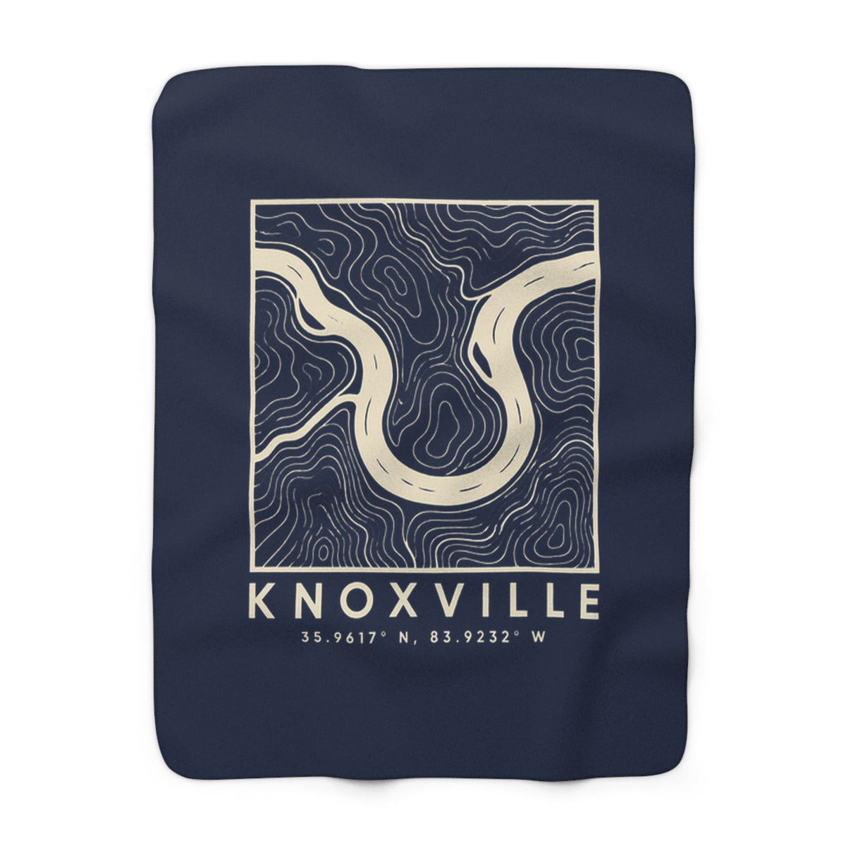 Knoxville Topo Map Sherpa Blanket (Navy)