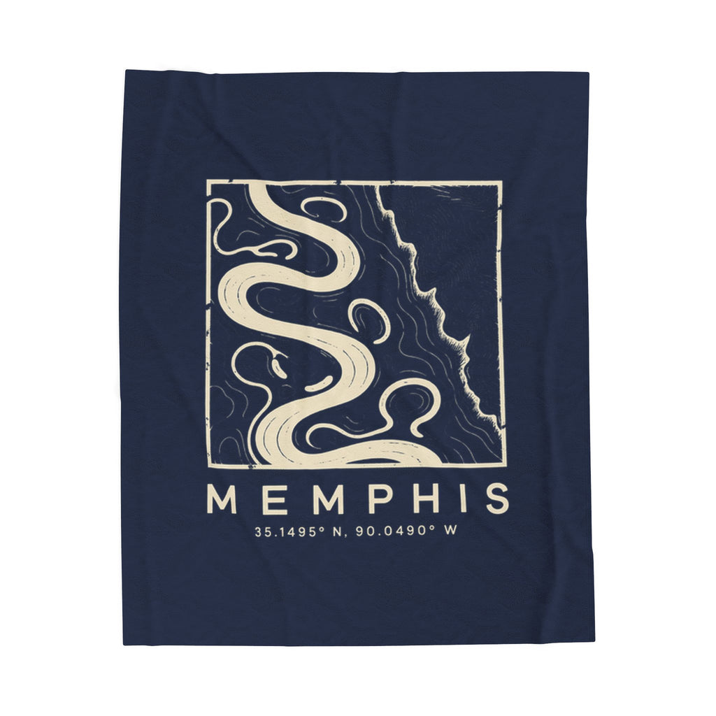 Memphis Topo Map Blanket (Navy)