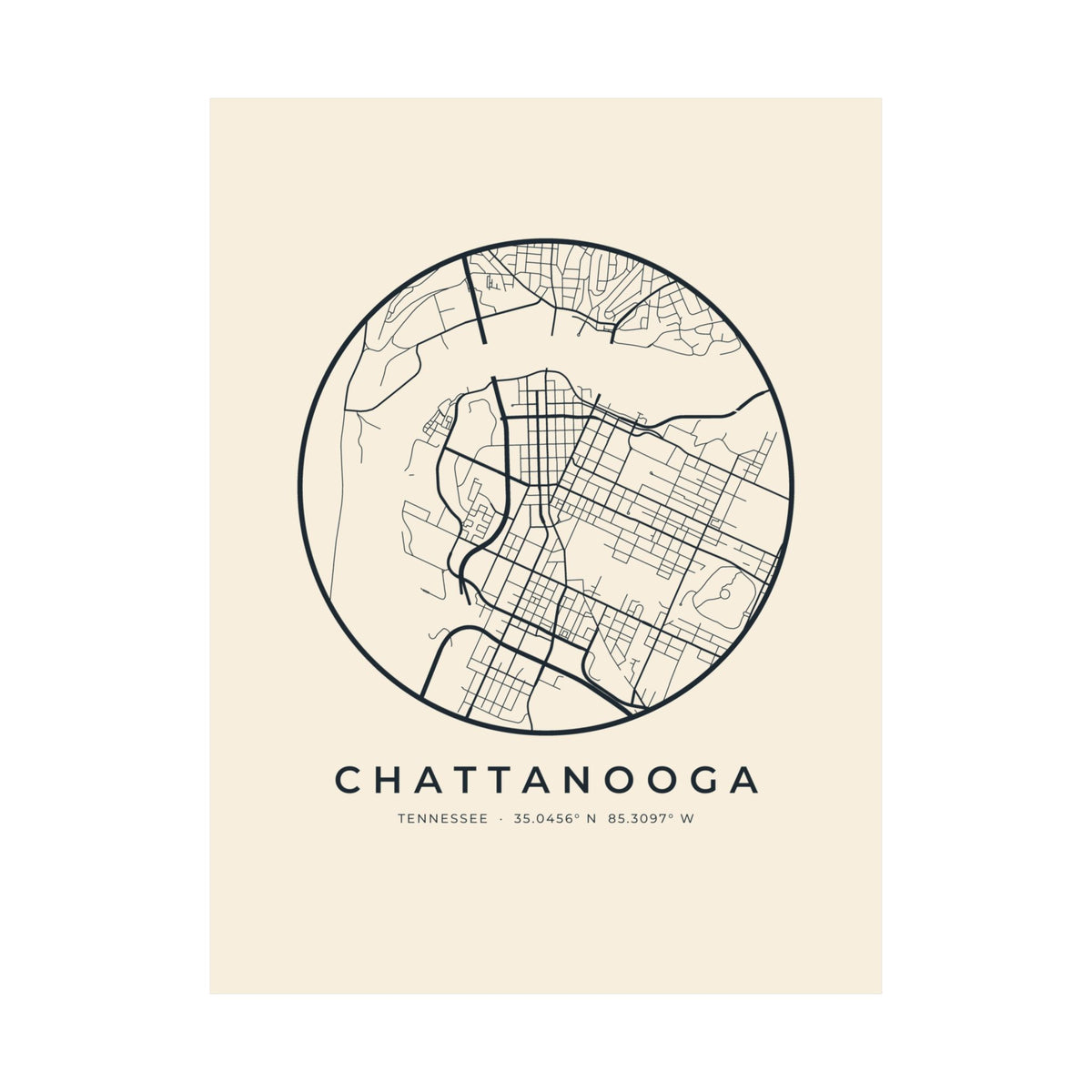 Chattanooga Street Map Poster