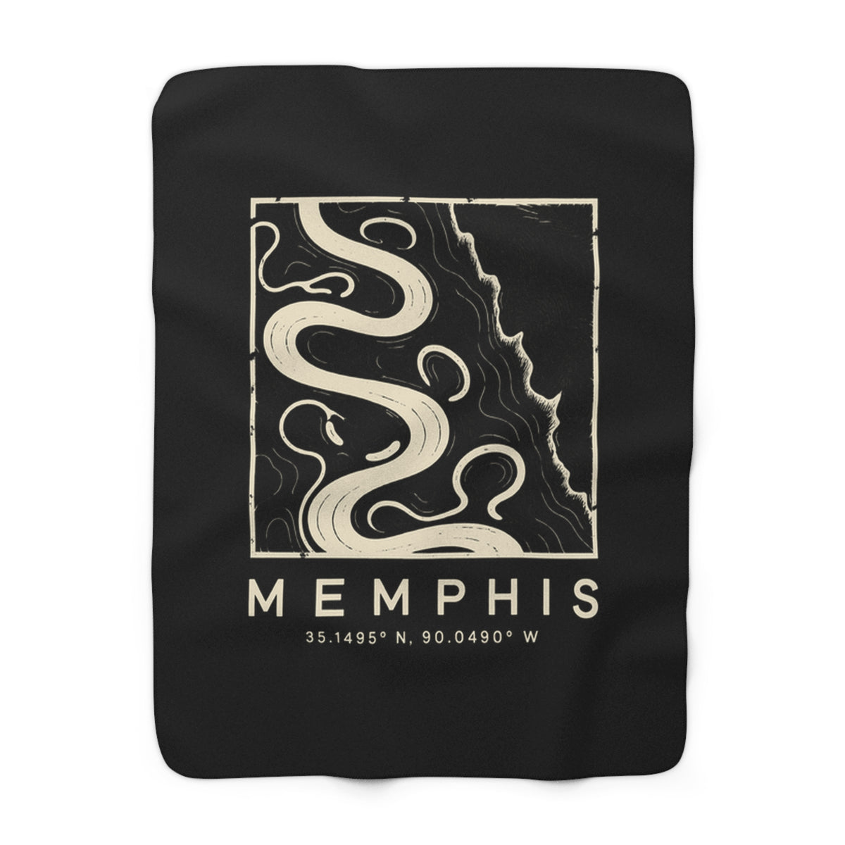 Memphis Topo Map Sherpa Blanket (Black)