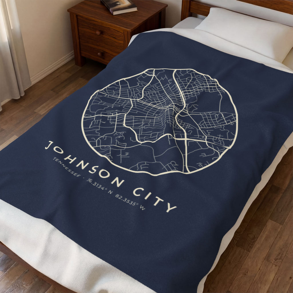 Johnson City Street Map Blanket (Navy)