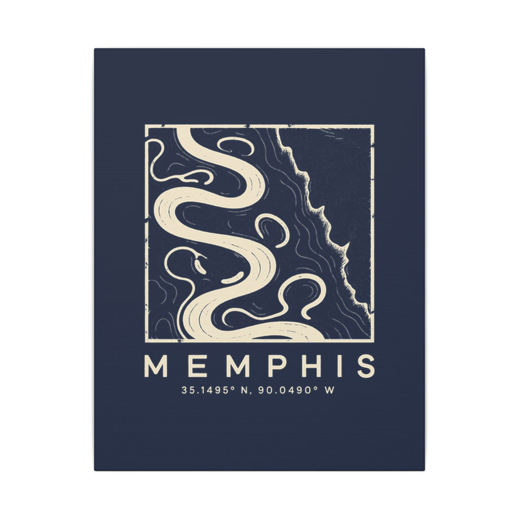 Memphis Topo Map Canvas Print (Navy)