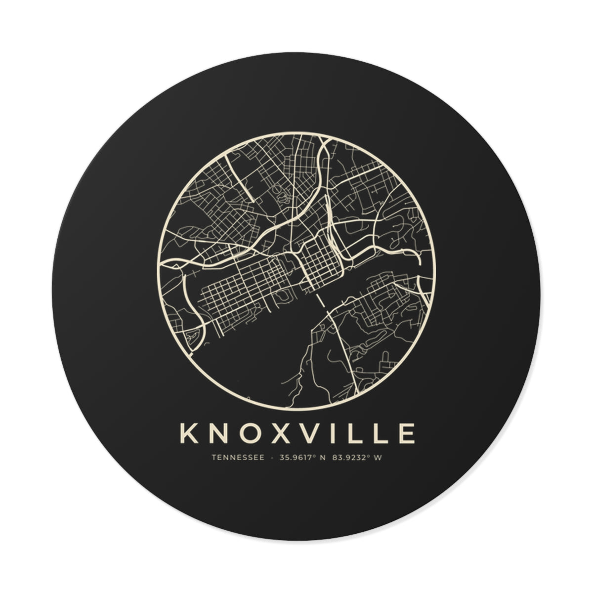 Knoxville Street Map Sticker (Black)