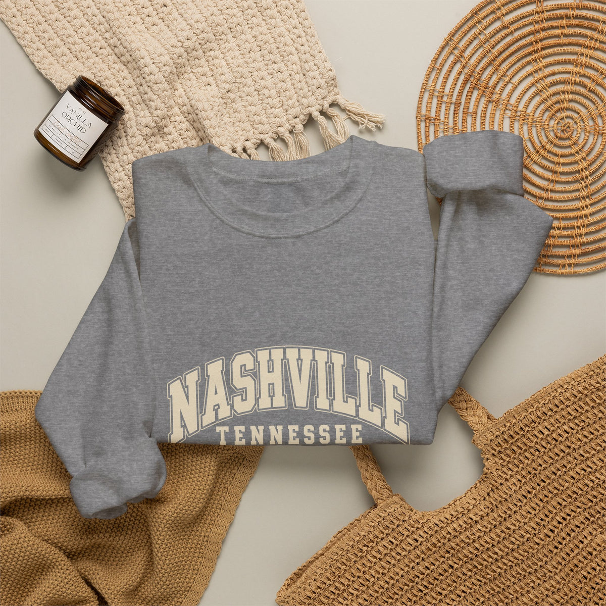 Nashville Vintage Varsity Crewneck Sweatshirt