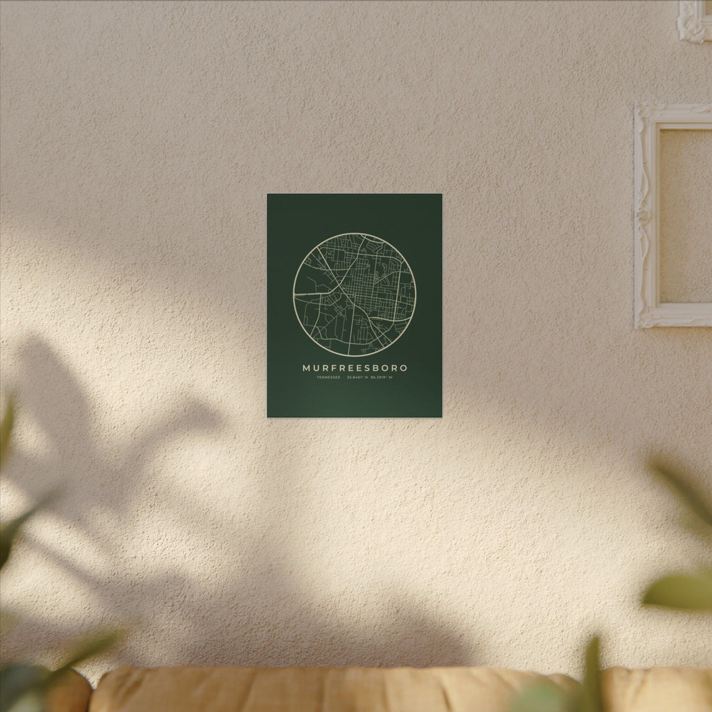 Murfreesboro Street Map Canvas Print (Forest Green)