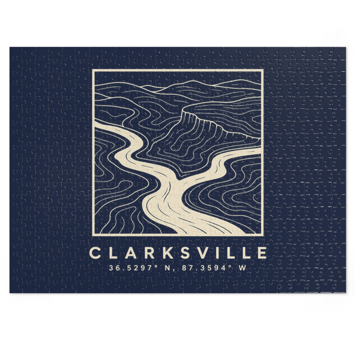 Clarksville Topo Map Puzzle (Navy)