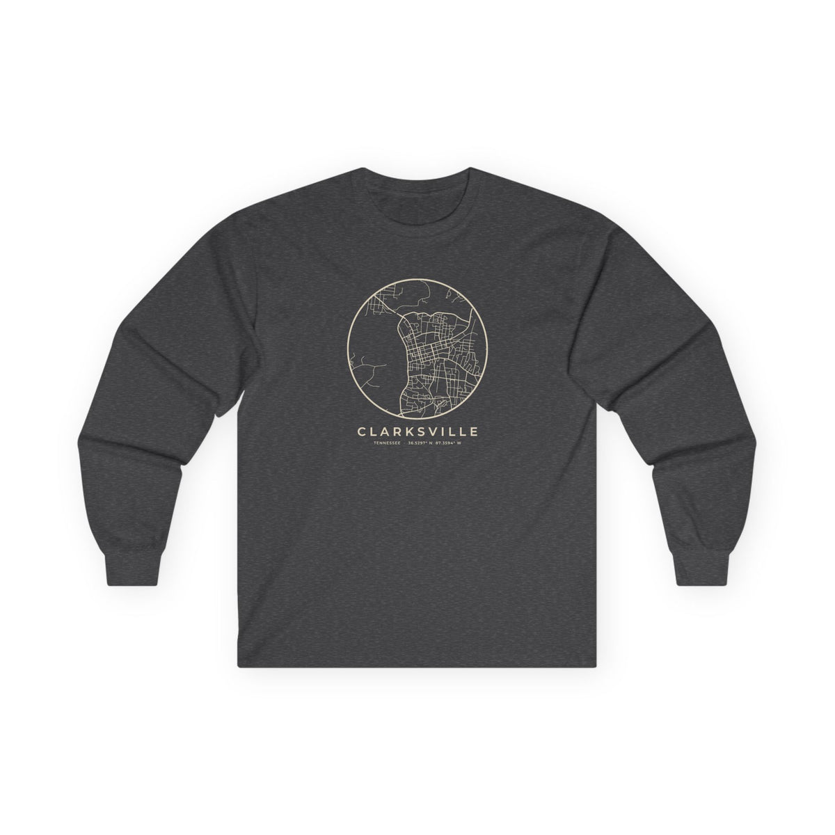 Clarksville Street Map Long Sleeve T-Shirt
