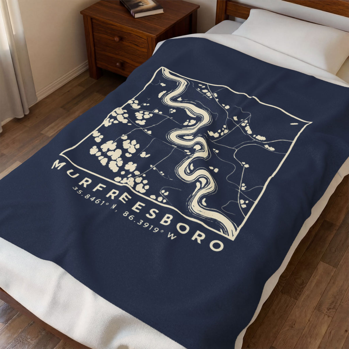Murfreesboro Topo Map Blanket (Navy)