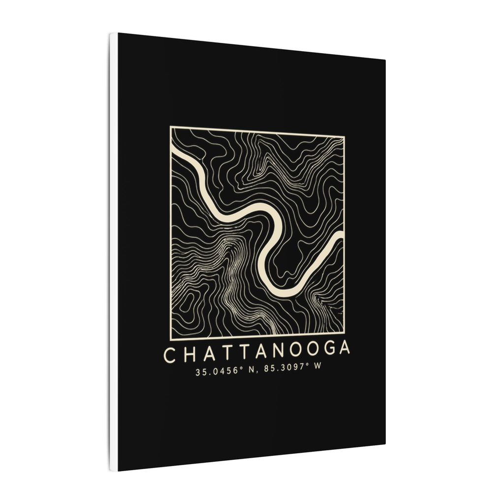 Chattanooga Topo Map Canvas Print (Black)