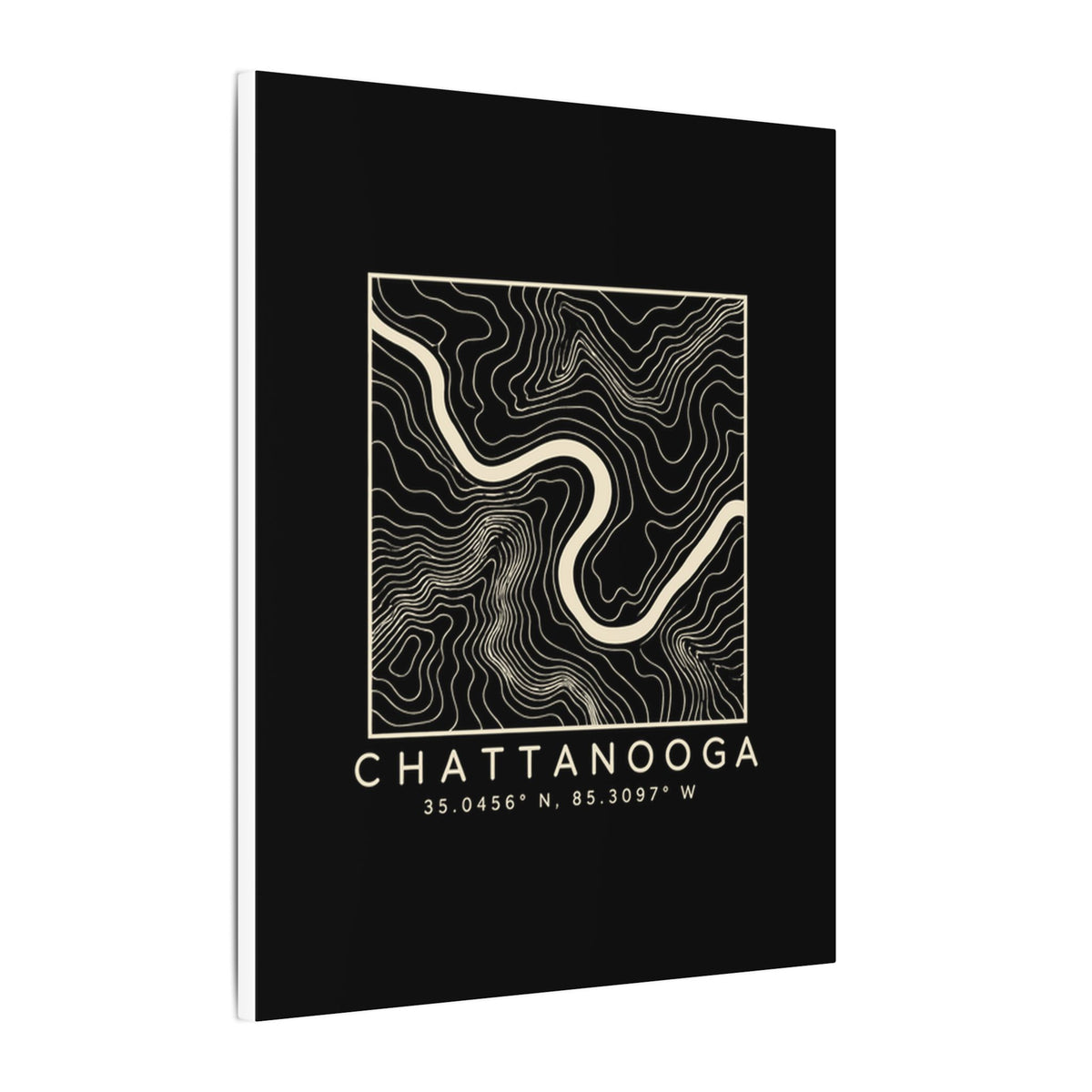 Chattanooga Topo Map Canvas Print (Black)