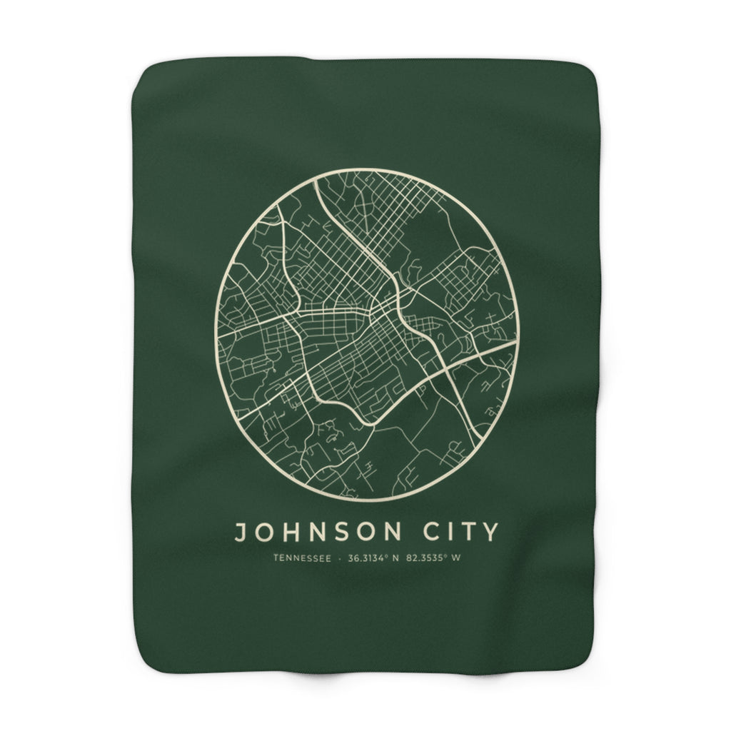 Johnson City Street Map Sherpa Blanket (Forest Green)