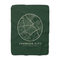 Johnson City Street Map Sherpa Blanket (Forest Green)