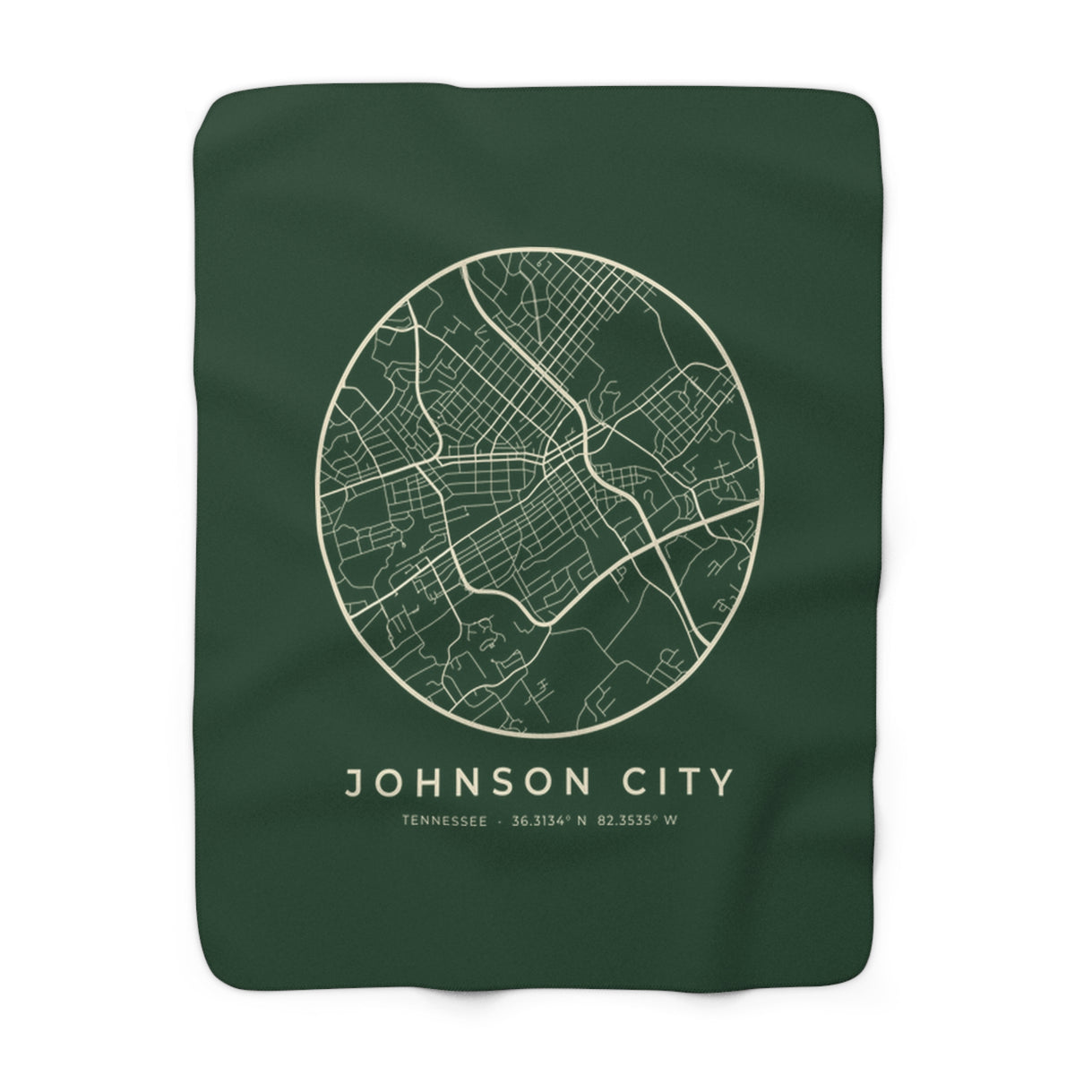 Johnson City Street Map Sherpa Blanket (Forest Green)