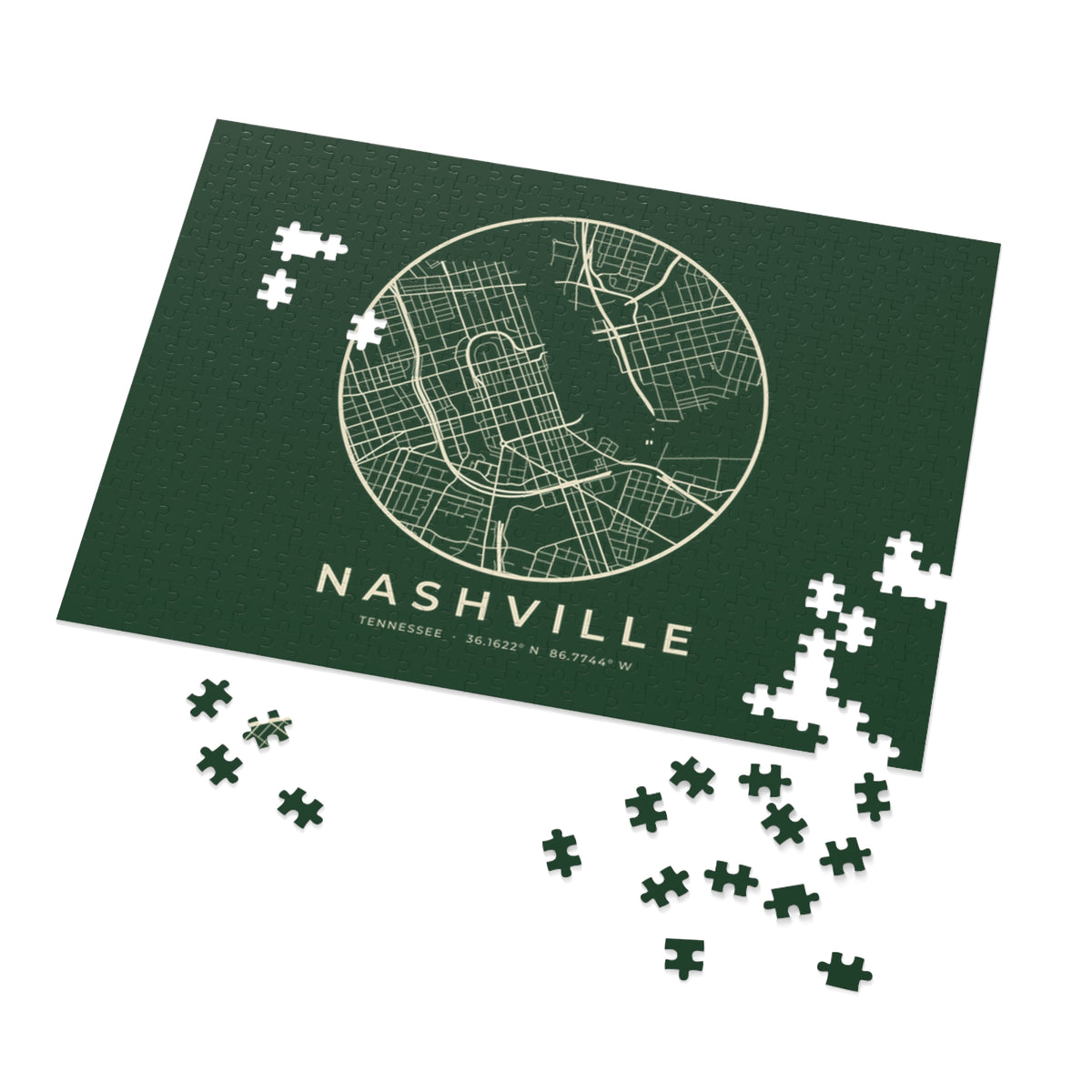 Nashville Street Map Puzzle (Forest Green)