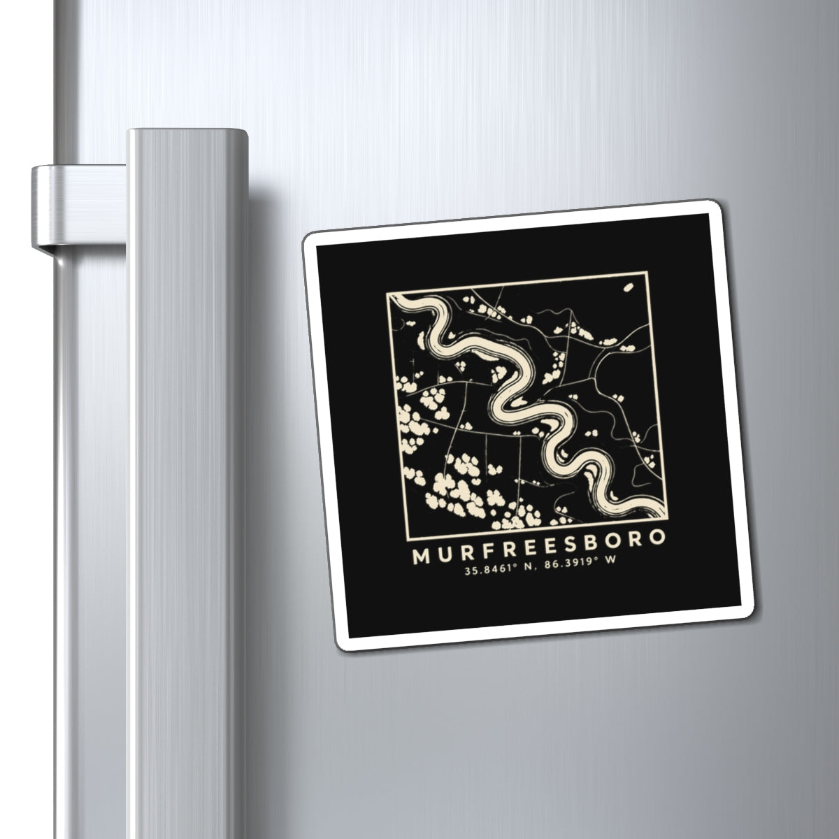 Murfreesboro Topo Map Magnet (Black)