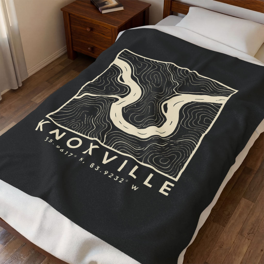 Knoxville Topo Map Blanket (Black)