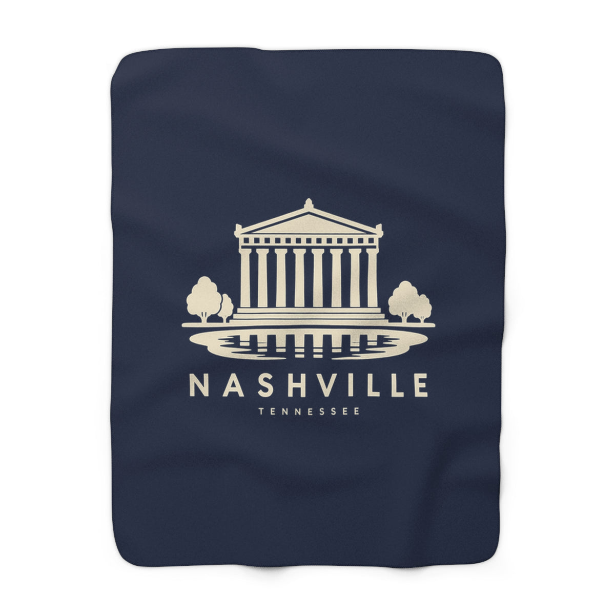 Nashville Parthenon Sherpa Blanket (Navy)
