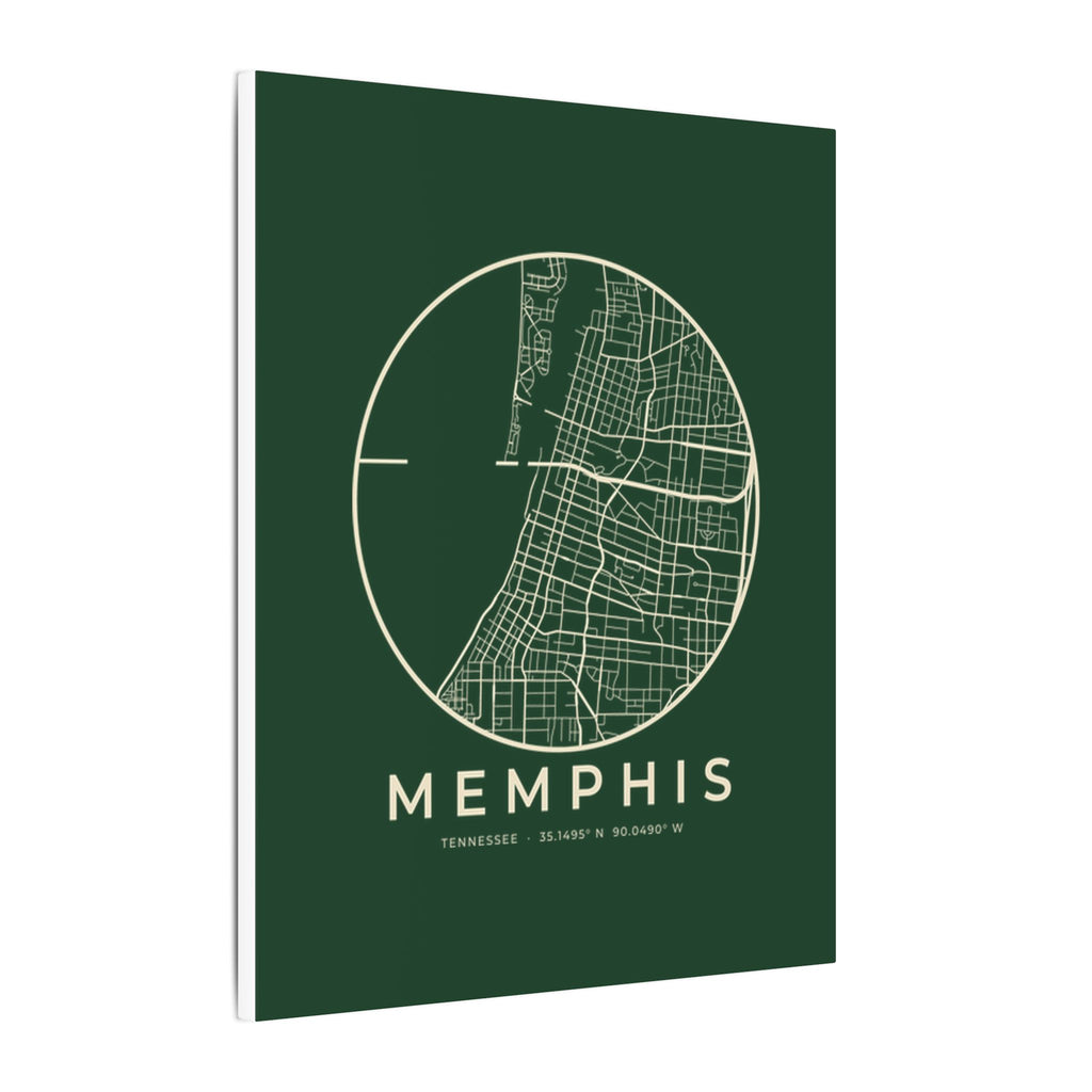 Memphis Street Map Canvas Print (Forest Green)