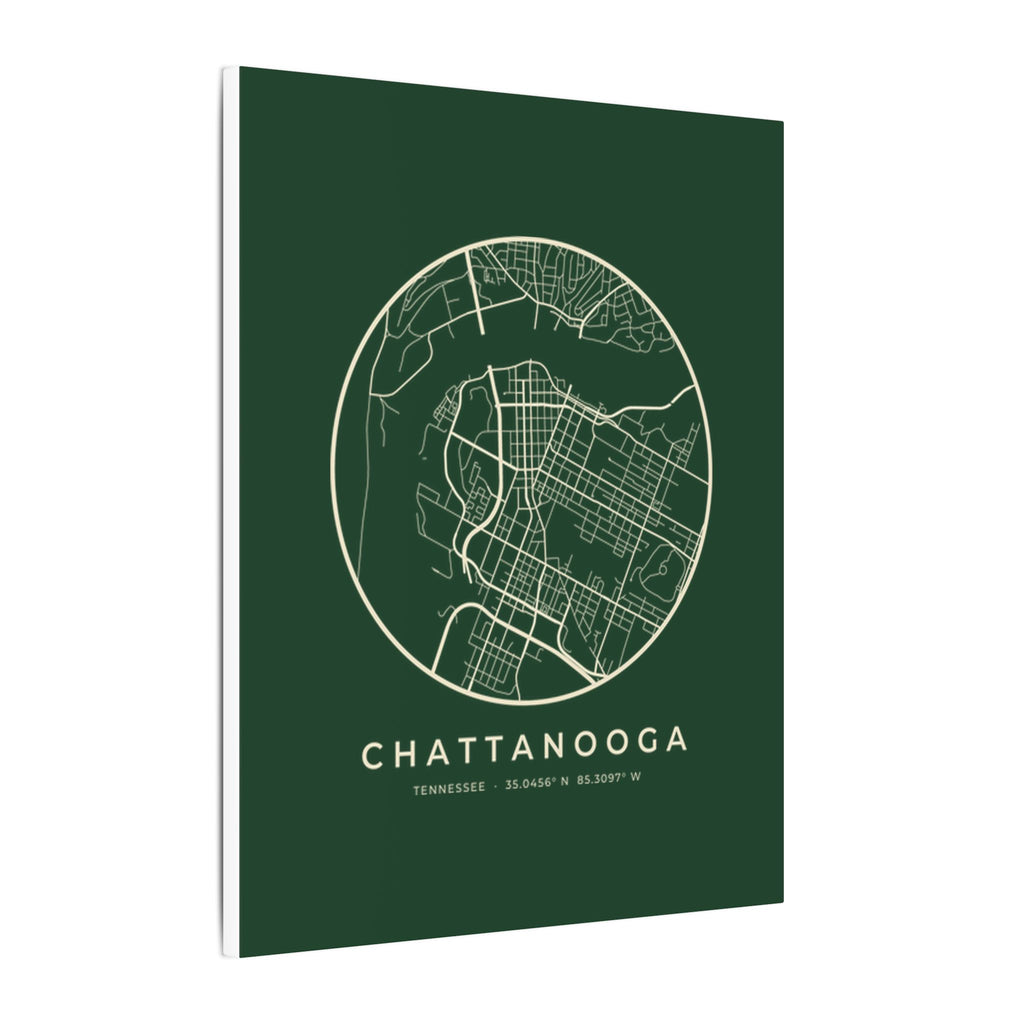 Chattanooga Street Map Canvas Print (Forest Green)