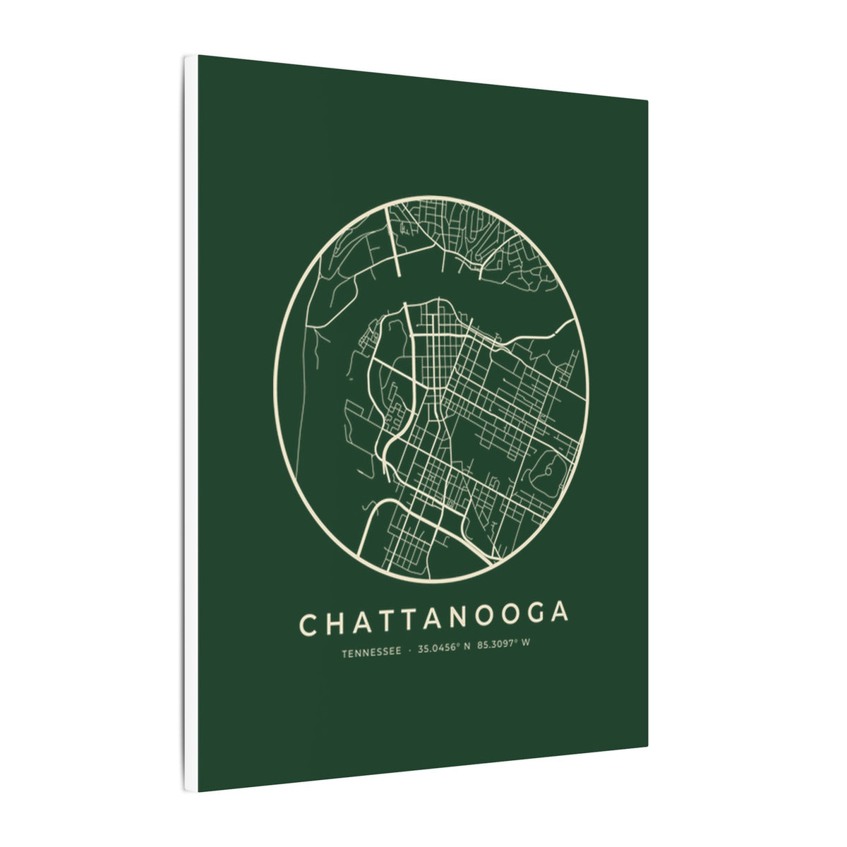 Chattanooga Street Map Canvas Print (Forest Green)