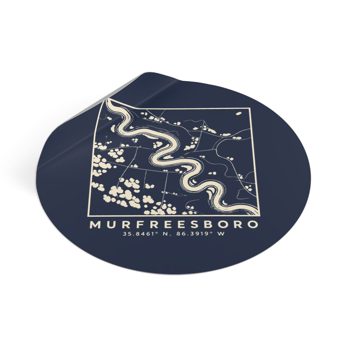 Murfreesboro Topo Map Sticker (Navy)